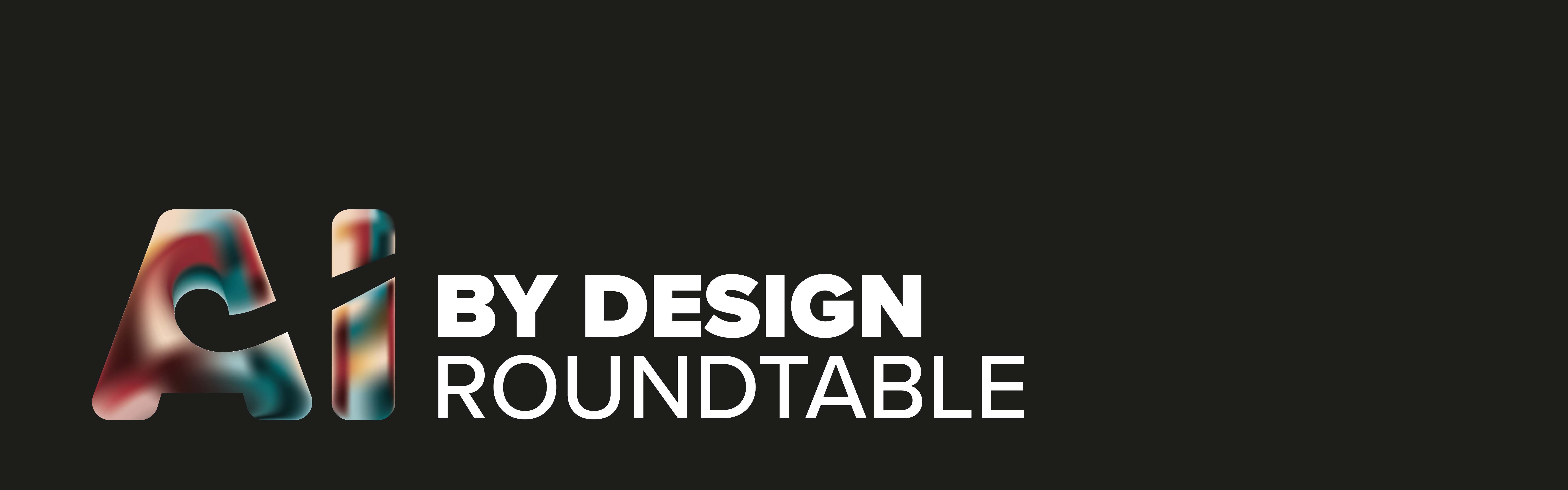 Grafik mit dem Text „AI by Design Roundtable“ auf schwarzem Hintergrund. 