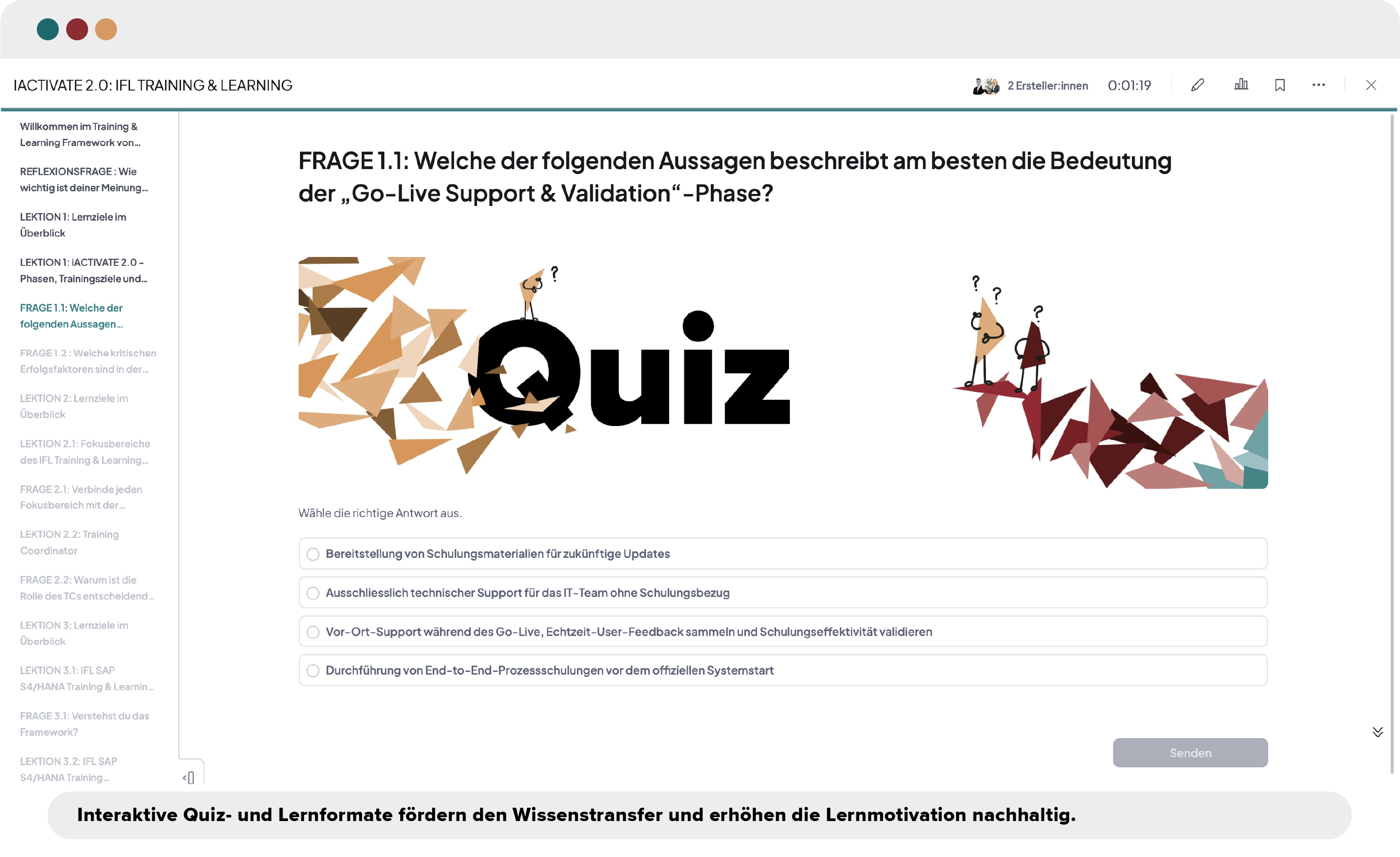 Screenshot der Digital Academy: Interaktives Quiz