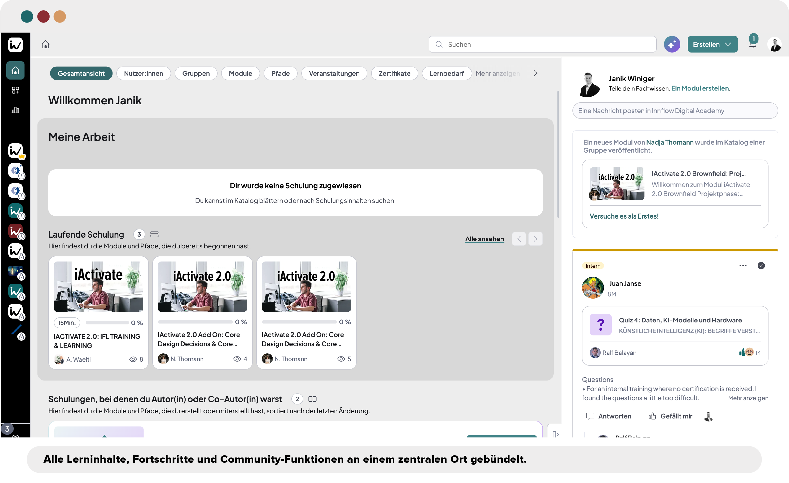 Screenshot der Digital Academy: Dashboard und Lernübersicht